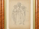 un dessin représentant un homme et une femme debout l'un à côté de l'autre