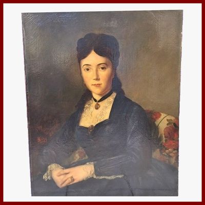 Ecole Romantique du XIXème : Portrait de Femme, 1873.