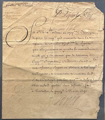 Ordre de prendre un nouveau commandement, 15 mars 1690 Manus…