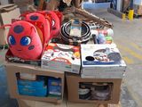 a cart full of stuff that is sitting on the floor