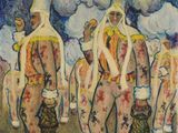 an image of a painting of a group of people with white hair