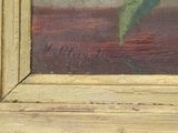 a painting of a flower in a vase on a table