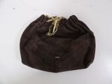 vintage brown sued purse with gold chain