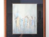 a painting of a group of people standing in front of a mirror