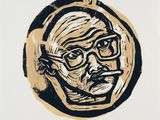 une image représentant le dessin d'un homme portant des lunettes et tenant une cigarette