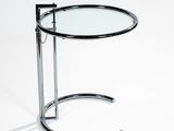 chrome side table with glass top and curved legs