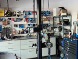 an image of a garage with tools and tools on the shelves