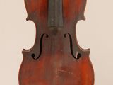 a close up of a violin with a bow on a white background