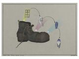 drawing of a pair of boots with a string attached to them