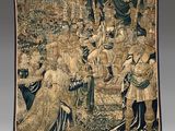 une image d'une tapisserie représentant une scène tirée d'un conte médiéval