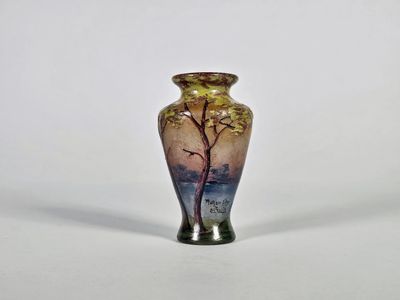 Lustre Suspension Vasque - Verre Marmoréen Tulipes - Bronze Doré - Style Muller Frères/Lunéville