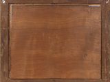 an old wooden picture frame with a picture on it