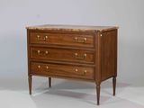 an image of a wooden chest of drawers with marble top