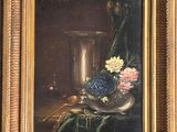 peinture d'une nature morte de fleurs dans un vase sur une table