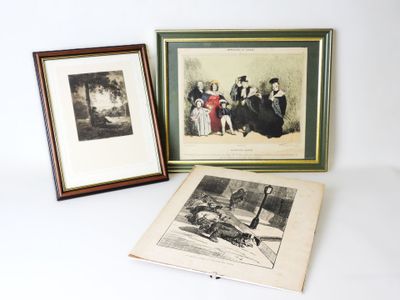 Ensemble de trois gravures ou reproductions (XIXème - XXème)…