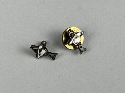 paire de boucles d'oreilles à clous argentées et dorées ornées d'un chat noir et blanc