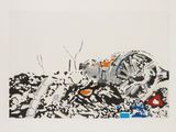 an image of a painting of a pile of trash on a white surface