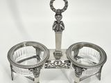 an image of a silver plate with two bowls on it