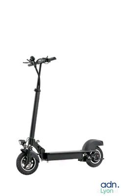 an image of a black electric scooter on a white background