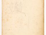 an old piece of paper with a drawing of a man in a chair