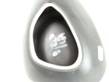 a black vase with a white design on it