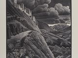 une image représentant un dessin en noir et blanc d'un paysage de montagne