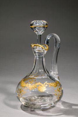 glass decanter with gold leaf decoration