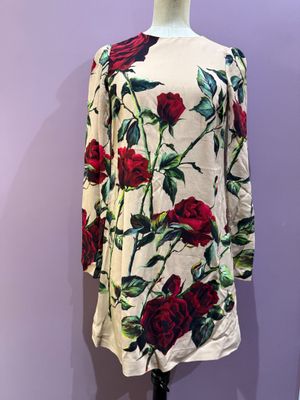 Robe DOLCE&GABBANA T.36 crêpe et soie Modèle "Roses" neuve s…