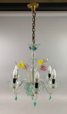 MURANO (dans le goût de) - LUSTRE en verre en partie coloré …