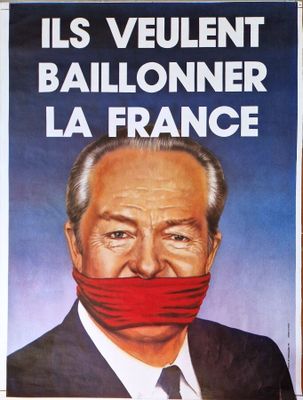 poster of a man with a red tape around his mouth