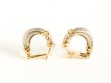 two tone gold and silver earrings with twisted wire