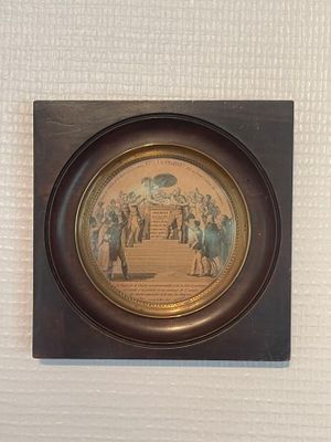 a picture of a picture of a man and a woman on horseback