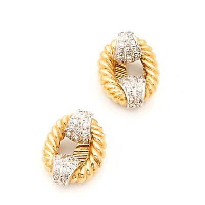 a pair of diamond and eighteen karat gold earrings