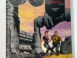 the cover of a comic book with a picture of two men in front of a factory