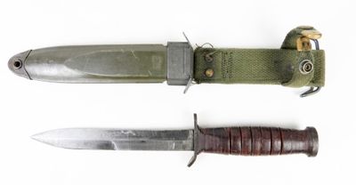 two different types of knives on a white surface