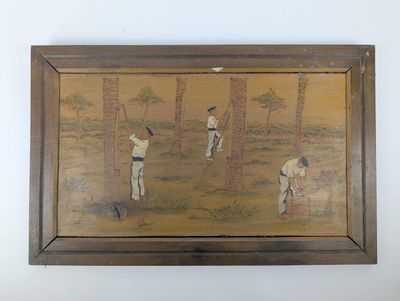 painting of a group of men playing baseball in a field