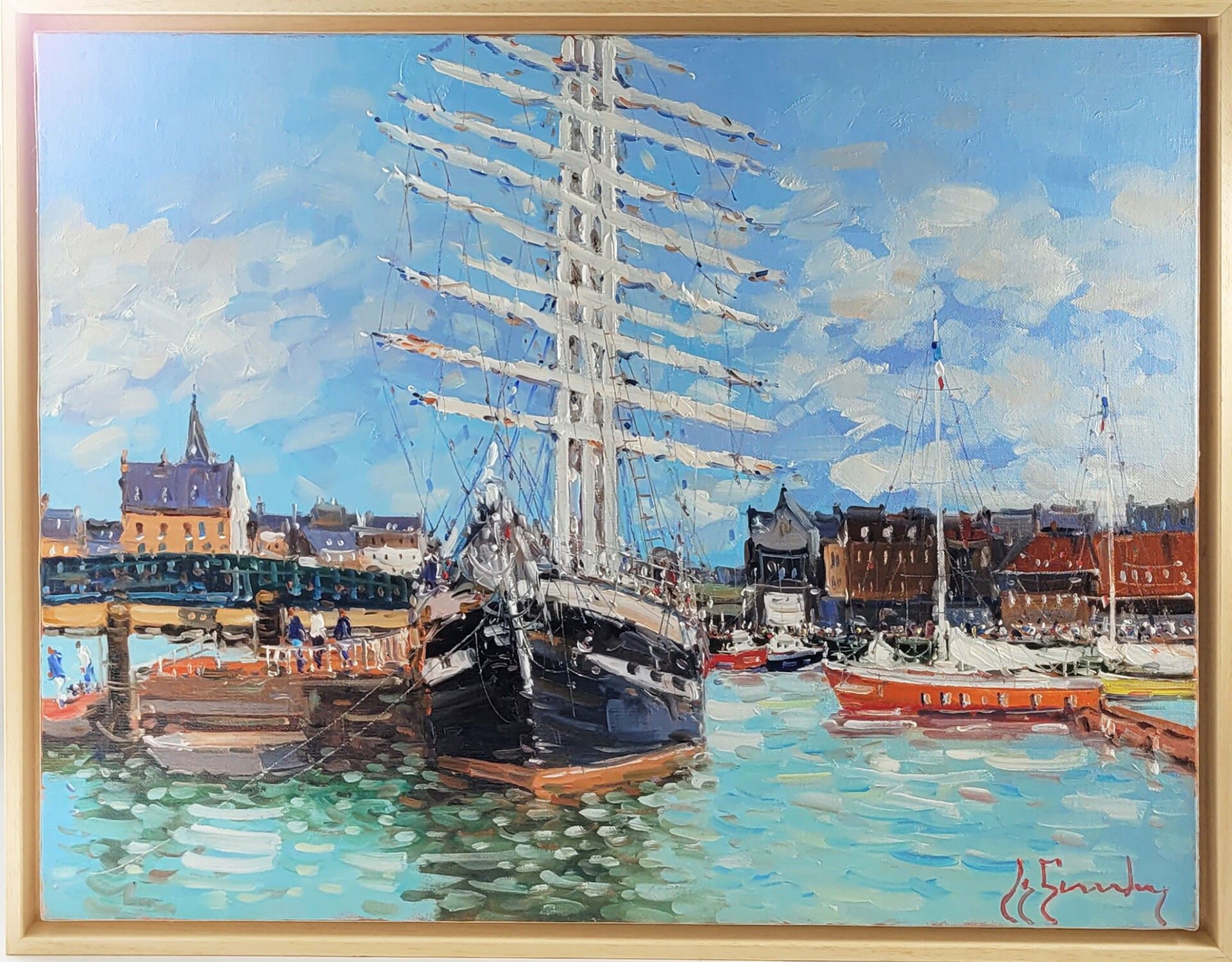 Guy LEGENDRE 'Port de Dieppe' Huile sur toile signée - 50x65 cm