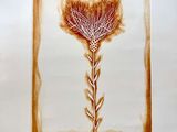 une peinture représentant une fleur sur une feuille de papier