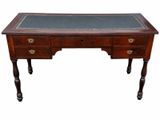 an antique desk with a leather top and wooden legs