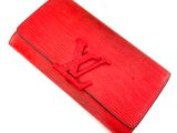 étui-portefeuille Louis Vuitton rouge avec logo Monogram
