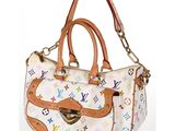 Sac à main Louis Vuitton en toile Monogram blanche multicolore et cuir