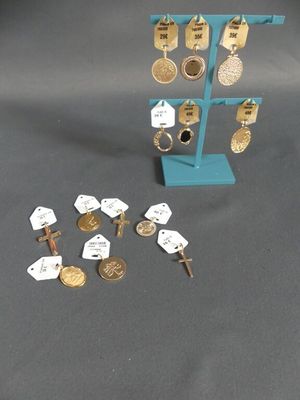 a small display with a lot of coins and keys