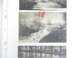 three pictures of a man rowing a boat in the water