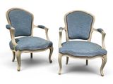 pair of louis xvi style painted armchairs