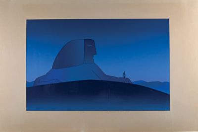 une image représentant une montagne avec un ciel bleu en arrière-plan