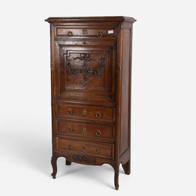 an image of a wooden cabinet with drawers and drawers on it