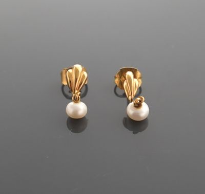 Paire de puces d'oreilles en or jaune 18k 750 millième à déc…