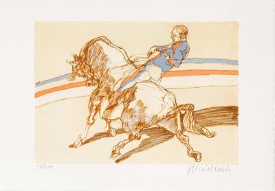 dessin représentant un homme à cheval, une épée à la main