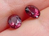 une paire de tourmalines roses au doigt d'une personne