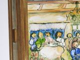 a painting of a group of people sitting at a table